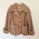 Free People So Soft Cozy Brown Sherpa Button Front Peacoat Sz S Photo 1