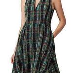 Slate + Willow Classic Plaid Green w/ Neon Stripe Accents Tweed Sleeveless Dress Photo 0