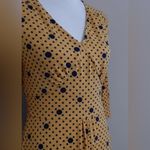 Frock Shop Mustard Yellow & Navy Dots 3/4 Sleeves ModCloth Blithe Midi Dress NEW Photo 2