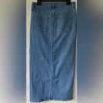 OAT New York Light Wash Denim Maxi Skirt Size 6/28 Slit Front Pockets Button Fly Blue Photo 3