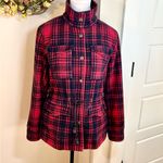 Levi's Levi’s Women’s Plaid Cabin Cinch Waist Jacket Red Black Size Small 💛 Photo 7