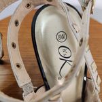 It's OK Black and Tan Strappy Heels Size 8W pointy toe heels wide heels Photo 7