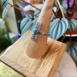 Copper Blue Turquoise Moon Phase Hammered Sterling Silver Ring Size 6.5 Blue Photo 4