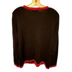 Holiday Traditions Black Christmas Cardigan Sweater Red Size L Photo 4