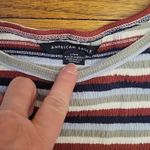 American Eagle  Striped‎ Crop Top Lettice Hem Summer Utility Y2K 90s Retro Size L Photo 2