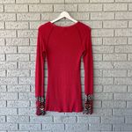 Free People Hyperactive Hippie Cuff Waffle Thermal Red Long Sleeve Shirt Medium Photo 6