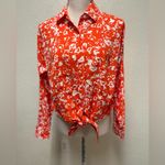 Nine West  Orange and White Tie Front Blouse Size XS Photo 15