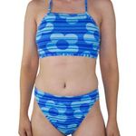 Vintage 90s Sand N Sun Blue Retro Flower Bikini Swimsuit Size M Photo 0