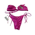 ENEZ Frida bandeau Bikini top & Vivian string bottoms Set NEW Size large/medium Purple Photo 7