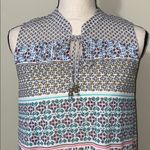 Style & Co  womens sz medium new wave multi color sleeveless top with lace trim Photo 3