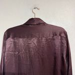 ZARA  Burgundy Satin Long Sleeve Button Down Shirt Sz M Photo 5