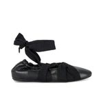 Free People  Cece Wrap Ballet Flats in Black 7 Womens Leather Shoes Slides Photo 1