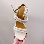 Sézane Sezane High Arielle Sandals Ecru Ivory Leather Brass Buckle Heels Photo 5