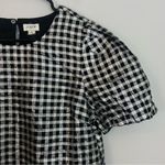 J.Crew NWT Silver/Black Gingham/Plaid Short Sleeve Metallic Top Size Small Photo 2