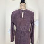 Pinkblush Maternity Metallic Faux Wrap Purple & Black Dress Size Medium Photo 11