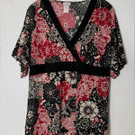 julie's closet ‎ Blouse Womens Size 1X Floral Embellished Kimono Style Red Black Photo 0