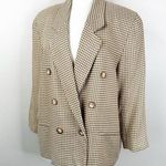 Vintage Gianni Sport Blazer Jacket Womens 12 Houndstooth Tan Neutral Equestrian Photo 0