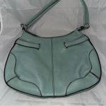 Maxx New York Signature Light Blue Leather Floral Interior Shoulder Bag Photo 4