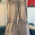 Ashley Stewart  Patchwork High Rise Flare Wide Leg Stretch 75% Cotton Jeans Sz 16 Photo 0