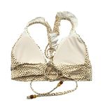 Aerie Polka Dot Halter Bikini Top Triangle Removable Cups Ruffle L Photo 1