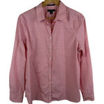 Lands' End  No Iron Supima Pink Stripe Polka Dot Button Down Shirt Size 14 Preppy Photo 0