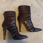 Rebecca Minkoff Derea Chocolate Burgundy Leather Cutout High Heel Boots size 10 Photo 3
