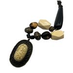 Bohemian Chunky Beaded Pendant Necklace Neutral Earthy‎ Hippie Statement Jewelry Photo 2