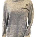 Nike  Women’s Small Merled Light Gray Hooded‎ Black Trim Pockets Sweatshirt Photo 0
