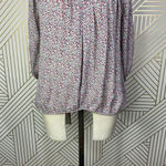 NSF Silk Floral Printed Balloon Sleeve Top Red Green Size US XS‎ Photo 3
