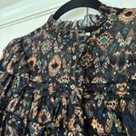 Ulla Johnson Esma Mini Dress Onyx Ikat Size 2 Ruffle Silk Georgette Metallic S Photo 4