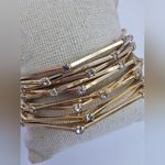 Stack Of Gold Bangle Bracelet Set with Crystals Set Of 9 Photo 2