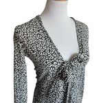 Boohoo Womens Ditsy Floral Print Tie Detail Long Sleeve Black White Romper Sz 4 Photo 2