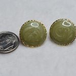 Source Unknown Vintage 1960's Lt Green Swirl Enamel Inlay Gold Tone Post Earrings Photo 0