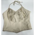 Jack Daniel's  Old No 7 Leather Women Crop Top Medium Motorcycle Fringe Biker Photo 0