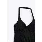 ZARA Satin Bustier Mini Dress LARGE Black Lingerie Style open back Seamed NEW Photo 9