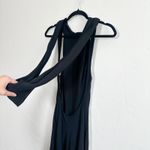 Reformation  | NWT Portia Scarf High Draped Neck Open Cowl Back Midi Dress Black Photo 4