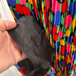 Floral Vintage 100% Belted Silk Dress with pleated skirt lined with shoulder pad Size 4 Photo 6