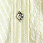 Ganni Seersucker Stripe Midi Dress Stripe Flan Size 14 Yellow Photo 3