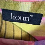 Kourt Pink Green Tropical Print Square Neck Ruffled Linen Mini Dress Size XS Photo 7