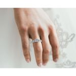 Boutique Platinum 925‎ Silver Leaf Design Engagement Ring Simulated Diamond | Sz 6 NEW Photo 7