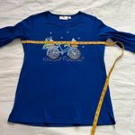 Blue Quacker Factory blue 3/4 length sleeve tee wintery bicycle design Size XS Photo 5