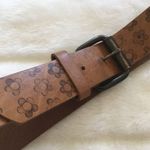 Floral Print Italian Leather Belt Brown Size L Photo 6