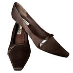 J. Loren Collection vintage brown fabric covered pumps with square toes size 8.5 Photo 3