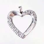 Sterling Silver Brilliant Heart Pendant w/ Genuine Pavé Set Diamond Chips Photo 2