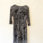 Tahari  Black‎ Leopard Stretchy Faux Wrap Dress Sz 4 Photo 3