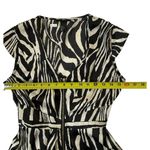 H&M  Women Size 4 Zebra Print Satin Dress Black White Full Zip | 15-177 Photo 6
