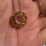 Yellow Swarovski Crystal Sterling Silver Circle Pendant Stainless Steel Necklace Photo 7
