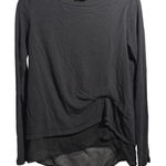 ALLSAINTS Bev Mira Tee Black Long Sleeve Top Layered Linen Blend Basic Shirt S Photo 0