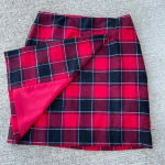 Talbots  size 6 wool lined red plaid faux wrap skirt tartan holiday winter Photo 1