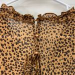 Women's brown leopard print ruffle deep v Photo 5